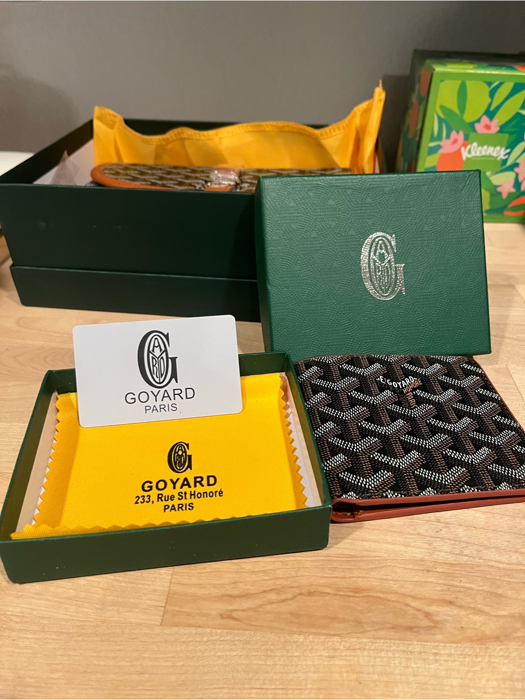 Black And Brown Goyardine Money Clip Wallet